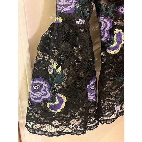 Closet London Women's Floral Lace High Neck Blouse Top Size 6 Steampunk Romantic - Picture 4 of 11